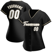 Load image into Gallery viewer, Custom Black White-Cream Authentic Baseball Jersey