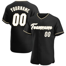 Load image into Gallery viewer, Custom Black White-Cream Authentic Baseball Jersey