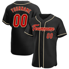 Load image into Gallery viewer, Custom Black Red-Cream Authentic Baseball Jersey