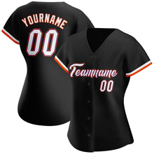 Load image into Gallery viewer, Custom Black White-Orange Authentic Baseball Jersey