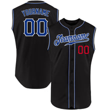 Load image into Gallery viewer, Custom Black Royal-Red Authentic Sleeveless Baseball Jersey