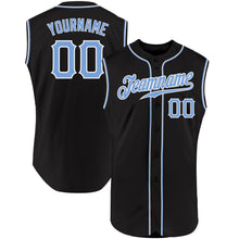 Laden Sie das Bild in den Galerie-Viewer, Custom Black Light Blue-White Authentic Sleeveless Baseball Jersey