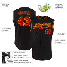 Загрузить изображение в средство просмотра галереи, Custom Black Red-Gold Authentic Sleeveless Baseball Jersey