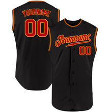 Загрузить изображение в средство просмотра галереи, Custom Black Red-Gold Authentic Sleeveless Baseball Jersey