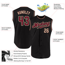 Загрузить изображение в средство просмотра галереи, Custom Black Crimson-City Cream Authentic Sleeveless Baseball Jersey
