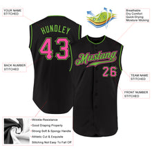 Load image into Gallery viewer, Custom Black Pink-Neon Green Authentic Sleeveless Baseball Jersey