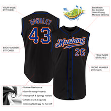 Load image into Gallery viewer, Custom Black Royal-Orange Authentic Sleeveless Baseball Jersey