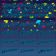 Laden Sie das Bild in den Galerie-Viewer, Custom Black Navy-Teal 3D Pattern Design Autism Awareness Puzzle Pieces Authentic Basketball Jersey