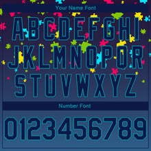 Laden Sie das Bild in den Galerie-Viewer, Custom Black Navy-Teal 3D Pattern Design Autism Awareness Puzzle Pieces Authentic Basketball Jersey