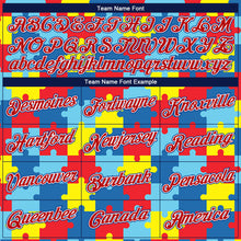 Laden Sie das Bild in den Galerie-Viewer, Custom Black Red-Royal 3D Pattern Design Autism Awareness Puzzle Pieces Authentic Basketball Jersey