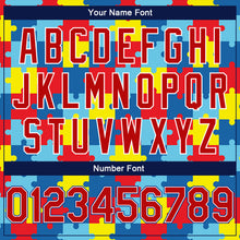 Laden Sie das Bild in den Galerie-Viewer, Custom Black Red-Royal 3D Pattern Design Autism Awareness Puzzle Pieces Authentic Basketball Jersey