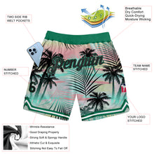Загрузить изображение в средство просмотра галереи, Custom Black Black-Kelly Green 3D Pattern Design Tropical Palm Leaves Authentic Basketball Shorts