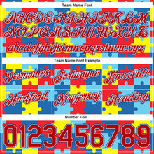 Laden Sie das Bild in den Galerie-Viewer, Custom Black Red-Royal 3D Pattern Design Autism Awareness Puzzle Pieces Authentic Basketball Shorts