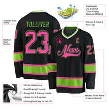 Загрузить изображение в средство просмотра галереи, Custom Black Pink-Neon Green Hockey Jersey