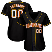 Load image into Gallery viewer, Custom Black White-Gold Authentic Baseball Jersey