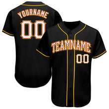 Load image into Gallery viewer, Custom Black White-Gold Authentic Baseball Jersey