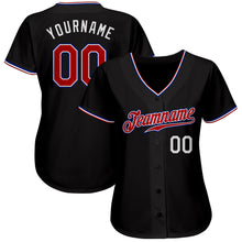 Load image into Gallery viewer, Custom Black Red-Royal Authentic Baseball Jersey