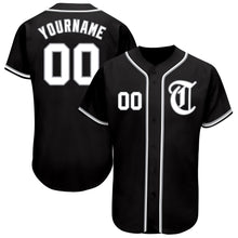 Load image into Gallery viewer, Custom Black White-Gray Authentic Baseball Jersey