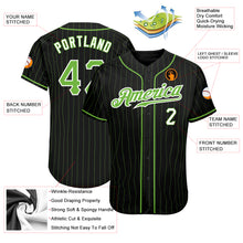 Load image into Gallery viewer, Custom Black Neon Green Pinstripe Neon Green-White Authentic Baseball Jersey