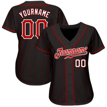 Load image into Gallery viewer, Custom Black Red Pinstripe Red-White Authentic Baseball Jersey