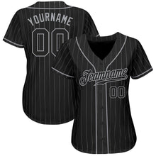 Laden Sie das Bild in den Galerie-Viewer, Custom Black Gray Pinstripe Black-Gray Authentic Baseball Jersey
