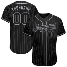 Laden Sie das Bild in den Galerie-Viewer, Custom Black Gray Pinstripe Black-Gray Authentic Baseball Jersey
