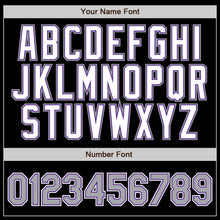 Load image into Gallery viewer, Custom Black Gray Pinstripe Gray-Purple Authentic Baseball Jersey