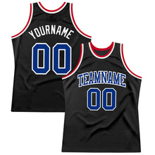 Load image into Gallery viewer, Custom Black Royal-White Authentic Throwback Basketball Jersey