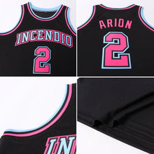 Charger l'image dans la galerie, Custom Black Light Blue-Pink Authentic Throwback Basketball Jersey