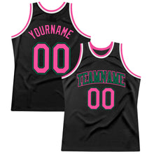 Laden Sie das Bild in den Galerie-Viewer, Custom Black Pink-Kelly Green Authentic Throwback Basketball Jersey