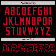 Load image into Gallery viewer, Custom Black Black-Red Authentic Throwback Basketball Jersey