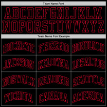 Load image into Gallery viewer, Custom Black Black-Red Authentic Throwback Basketball Jersey