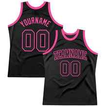 Load image into Gallery viewer, Custom Black Black-Pink Authentic Throwback Basketball Jersey