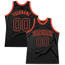 Laden Sie das Bild in den Galerie-Viewer, Custom Black Black-Orange Authentic Throwback Basketball Jersey