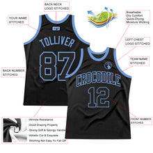 Charger l'image dans la galerie, Custom Black Black-Light Blue Authentic Throwback Basketball Jersey