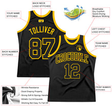 Charger l'image dans la galerie, Custom Black Black-Gold Authentic Throwback Basketball Jersey