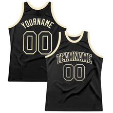 Load image into Gallery viewer, Custom Black Black-Cream Authentic Throwback Basketball Jersey