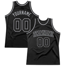 Charger l'image dans la galerie, Custom Black Black-Gray Authentic Throwback Basketball Jersey