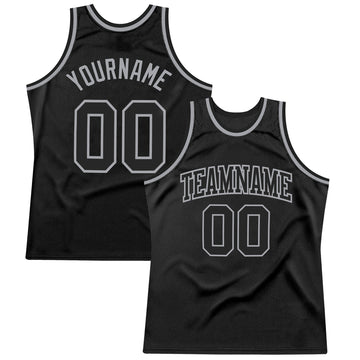 Custom Black Black-Gray Authentic Throwback Basketball Jersey
