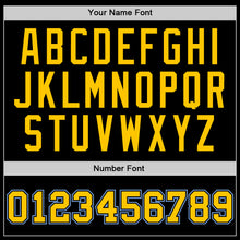 Загрузить изображение в средство просмотра галереи, Custom Black Gold-Light Blue Authentic Throwback Basketball Jersey