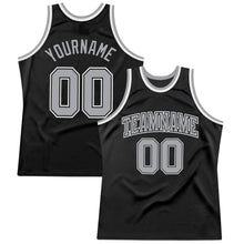 Charger l'image dans la galerie, Custom Black Gray-White Authentic Throwback Basketball Jersey