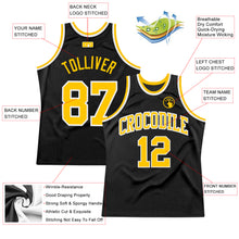 Charger l'image dans la galerie, Custom Black Gold-White Authentic Throwback Basketball Jersey