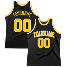 Charger l'image dans la galerie, Custom Black Gold-White Authentic Throwback Basketball Jersey