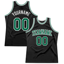 Charger l'image dans la galerie, Custom Black Kelly Green-White Authentic Throwback Basketball Jersey