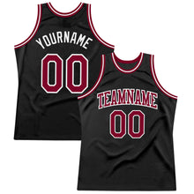 Charger l'image dans la galerie, Custom Black Maroon-White Authentic Throwback Basketball Jersey