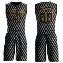 Load image into Gallery viewer, Custom Black Black-Gray Round Neck Sublimation Basketball Suit Jersey