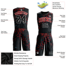 Charger l'image dans la galerie, Custom Black Black-Red Round Neck Sublimation Basketball Suit Jersey