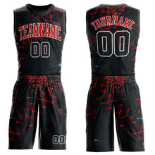 Charger l'image dans la galerie, Custom Black Black-Red Round Neck Sublimation Basketball Suit Jersey