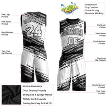 Laden Sie das Bild in den Galerie-Viewer, Custom Black White-Gray Round Neck Sublimation Basketball Suit Jersey