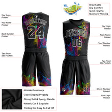 Загрузить изображение в средство просмотра галереи, Custom Black Black-White Round Neck Sublimation Basketball Suit Jersey
